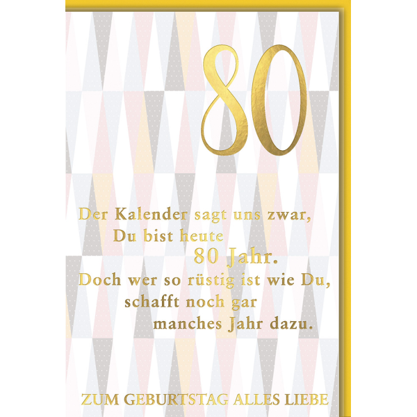 80. Geburtstag Glückwunschkarte Rauten