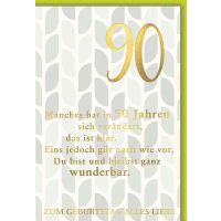A 90. Geburtstag Glückwunschkarte Blätter