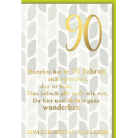 A 90. Geburtstag Glückwunschkarte Blätter