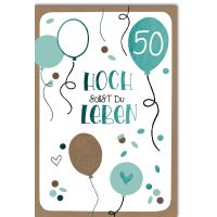 A 50. Geburtstag Glückwunschkarte blaue Luftballons