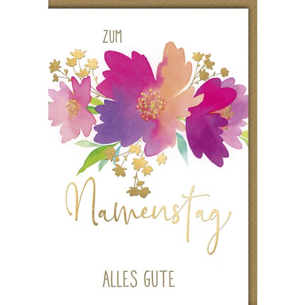 Namenstag Glückwunschkarte Blumen aquarell
