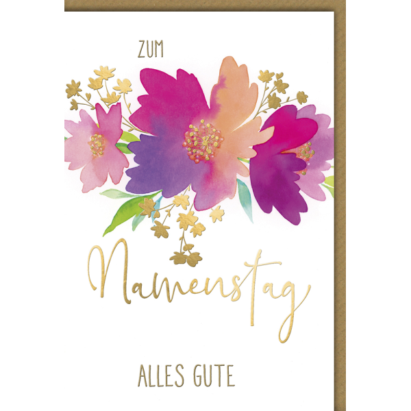 Namenstag Glückwunschkarte Blumen aquarell