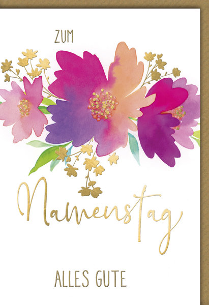 Namenstag - Glückwunschkarte im Format 11,5 x 17 cm - Blumen aquarell