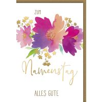 Namenstag Glückwunschkarte Blumen aquarell