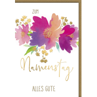 Namenstag Glückwunschkarte Blumen aquarell