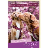 Geburtstag Glückwunschkarte Hunde Knutscher