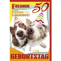 50. Geburtstag Karte mit Umschlag Hunde als Freunde