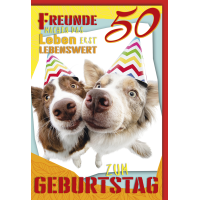 50. Geburtstag Karte mit Umschlag Hunde als Freunde