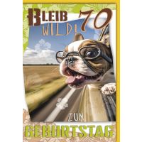 70. Geburtstag Karte mit Umschlag Hund mit Brille