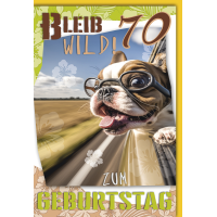 70. Geburtstag Karte mit Umschlag Hund mit Brille