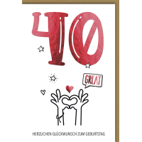 40. Geburtstag Glückwunschkarte mit Umschlag 40...