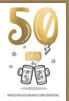 50. Geburtstag - Karte mit Umschlag - Cheers!