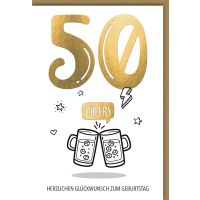 50. Geburtstag Karte mit Umschlag Cheers!