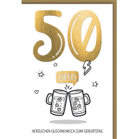 50. Geburtstag Karte mit Umschlag Cheers!