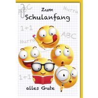 Schulanfang Karte mit Umschlag Smileys