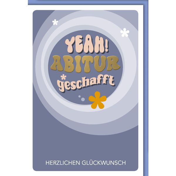 Abitur Glückwunschkarte 70er, Yeah geschafft