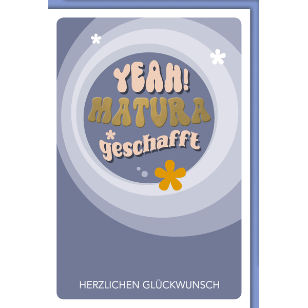 Matura Glückwunschkarte 70er, Yeah geschafft
