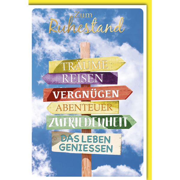 Ruhestand Glückwunschkarte Schilderbaum