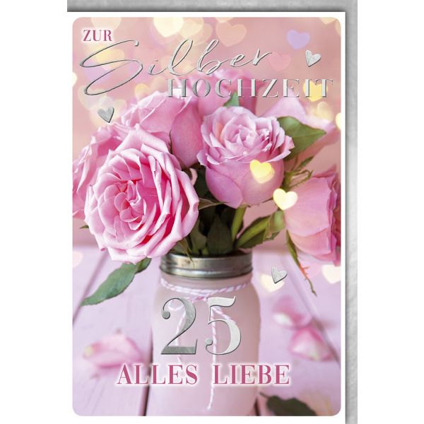 Silberhochzeit Glückwunschkarte Rosa Rosen