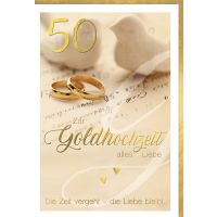 Goldhochzeit Glückwunschkarte Eheringe, Tauben