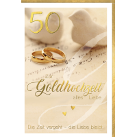 Goldhochzeit Glückwunschkarte Eheringe, Tauben