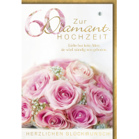 60. Hochzeitstag Glückwunschkarte Rosa Rosen mit...