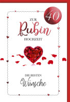 Rubinhochzeit - Glückwunschkarte im Format 11,5 x 17...