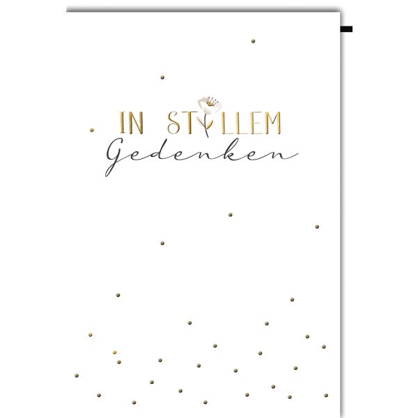 A Trauer Beileid Kondolenzkarte mit Umschlag In stillem Gedenken, Punkte gold