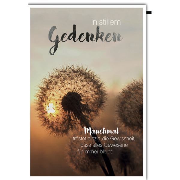 Trauer Beileid Kondolenzkarte mit Umschlag In stillem Gedenken, Pusteblume
