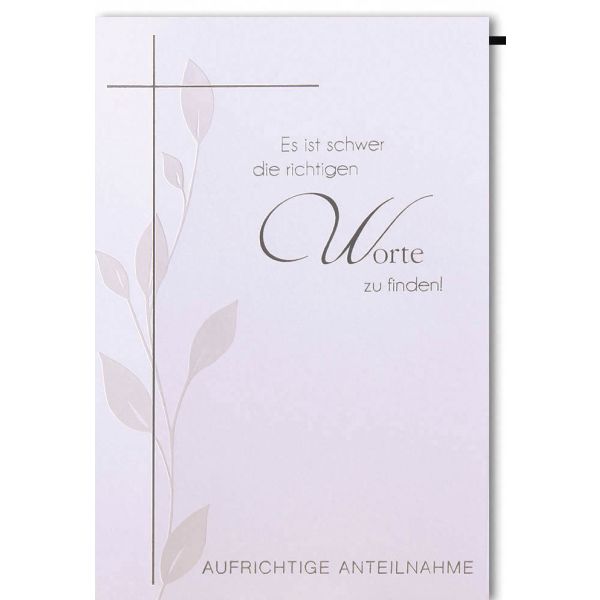 Trauer Beileid Kondolenzkarte mit Umschlag Kreuz und Ast 