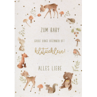 Geburt Baby unverpackt Glückwunschkarte mit Umschlag...