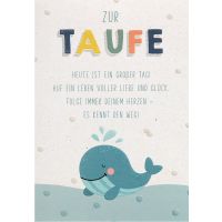 Taufe unverpackte Glückwunschkarte mit Umschlag Wal...