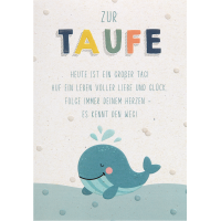 Taufe unverpackte Glückwunschkarte mit Umschlag Wal...
