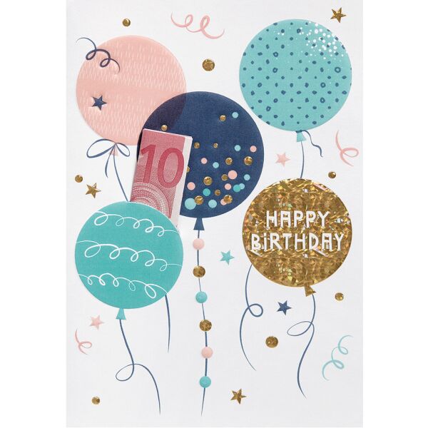 Geburtstag unverpackte Geldkarte Glückwunschkarte mit Umschlag - Happy Birthday