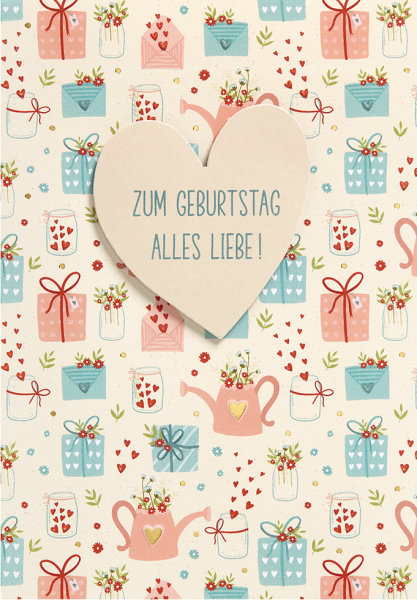 Geburtstag – unverpackt - Glückwunschkarte im Format 11,6 x 16,6 cm mit Umschlag - Zum Geburtstag alles Liebe