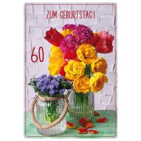 60. Geburtstag Blumenstrauß Glückwunschkarte...