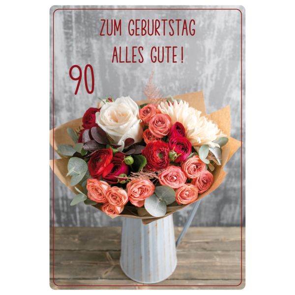 90. Geburtstag – unverpackt - Glückwunschkarte im Format 11,6 x 16,6
