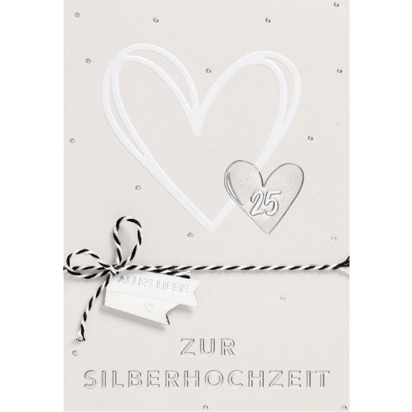 Silberhochzeit - unverpackt - Glückwunschkarte im Format 11,6 x 16,6 cm mit Umschlag - Zur Silberhochzeit