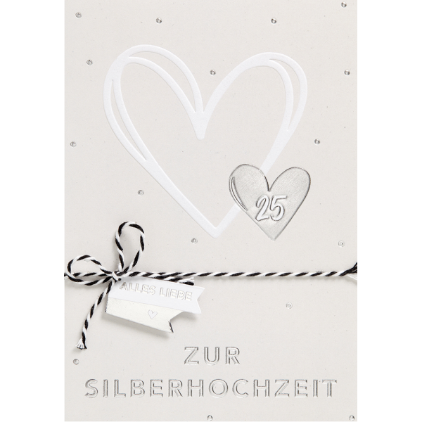 Silberhochzeit - unverpackt - Glückwunschkarte im Format 11,6 x 16,6 cm mit Umschlag - Zur Silberhochzeit