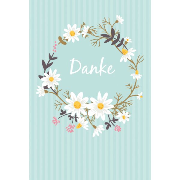 Danke  unverpackte Grußkarte mit Umschlag Blumen Danke