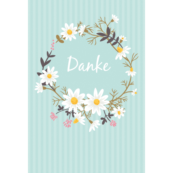 Danke  unverpackte Grußkarte mit Umschlag Blumen Danke