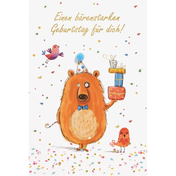 Kindergeburtstag Collage Glückwunschkarte mit Briefumschlag Bär Einen bärenstarken Geburtstag für Dich