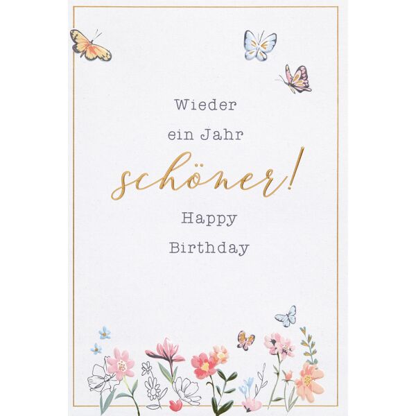 Geburtstag plastikfreie Glückwunschkarte mit Briefumschlag Wieder ein Jahr schöner Happy Birthday