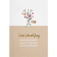 50. Geburtstag  unverpackte Glückwunschkarte mit...