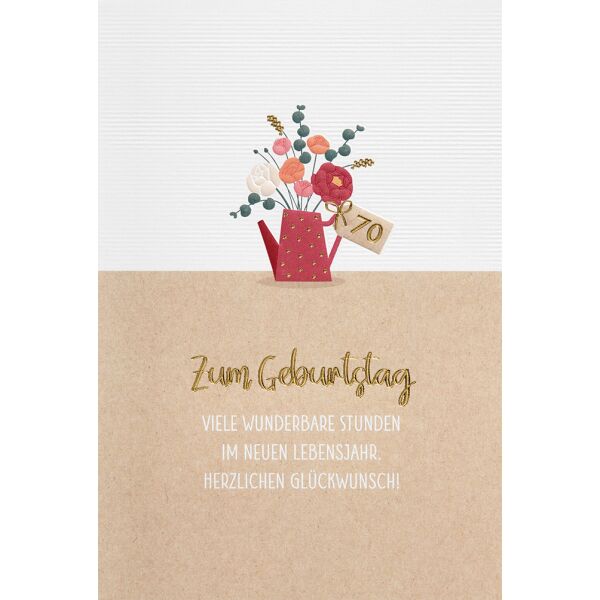 70. Geburtstag  unverpackte Glückwunschkarte mit Umschlag 70 Blumen Herzlichen Glückwunsch