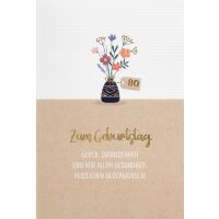 80. Geburtstag  unverpackte Glückwunschkarte mit...