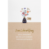 80. Geburtstag  unverpackte Glückwunschkarte mit...