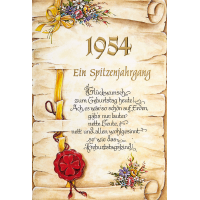 72. Geburtstag Jahrgang 1954  Glückwunschkarte mit...