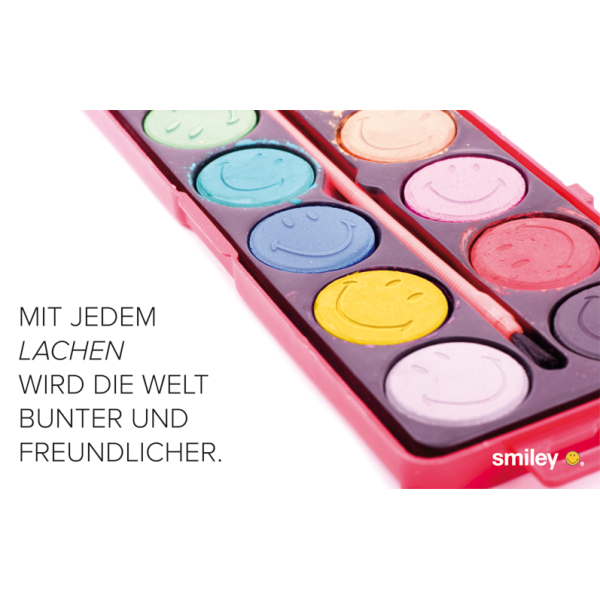 Allgemeine Wünsche Smiley Glückwunschkarte mit Umschlag 8,5 x 13cm Farbmalkasten mit Smileys
