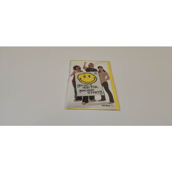 Allgemeine Wünsche Smiley Glückwunschkarte mit Umschlag 8,5 x 13cm Personen halten Plakat mit Smileys